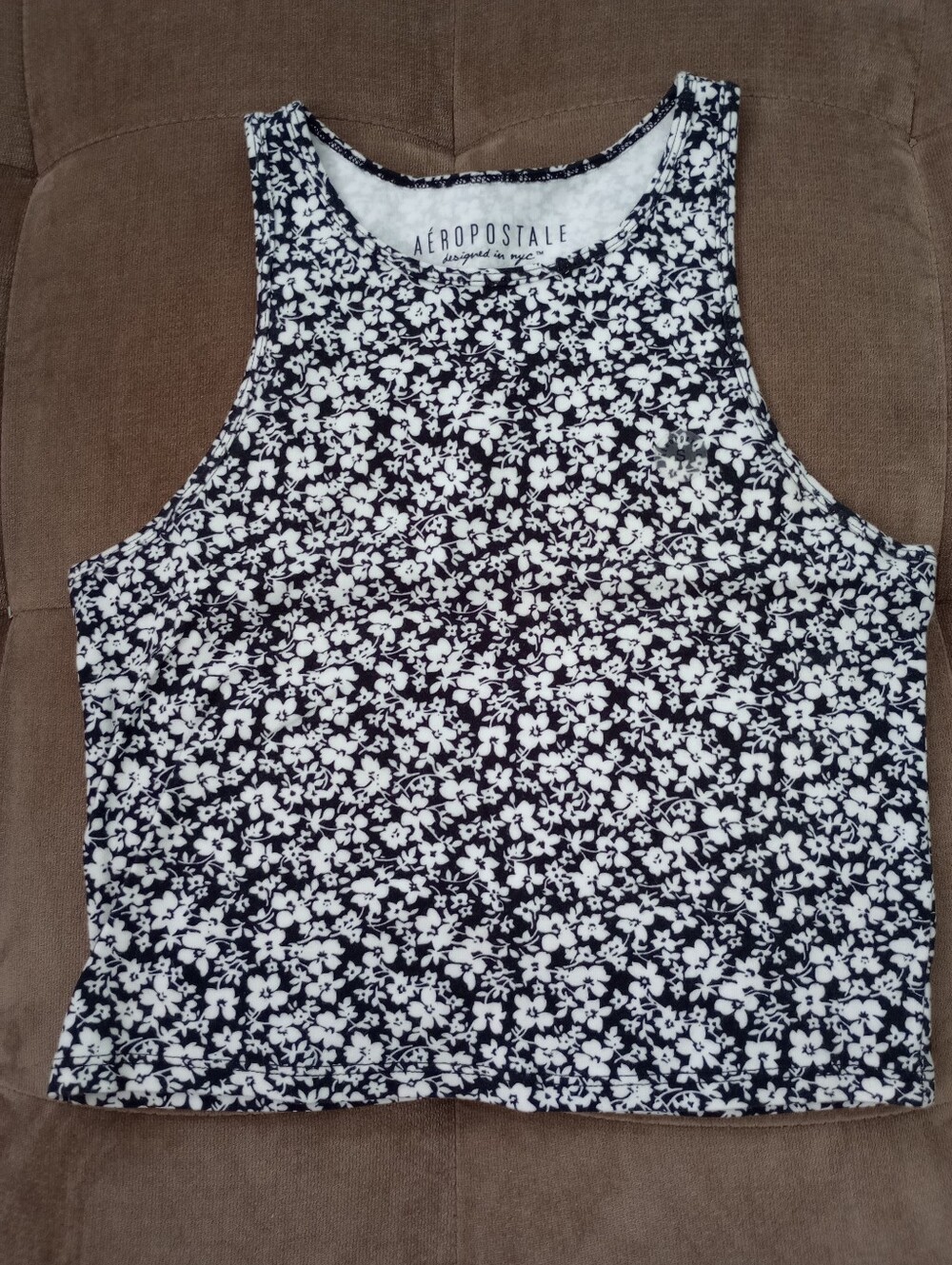 Adult - Aeropostale Black And White Floral Tank Top